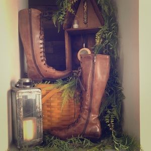 Frye Melissa Lace Up Camel Boots size 6